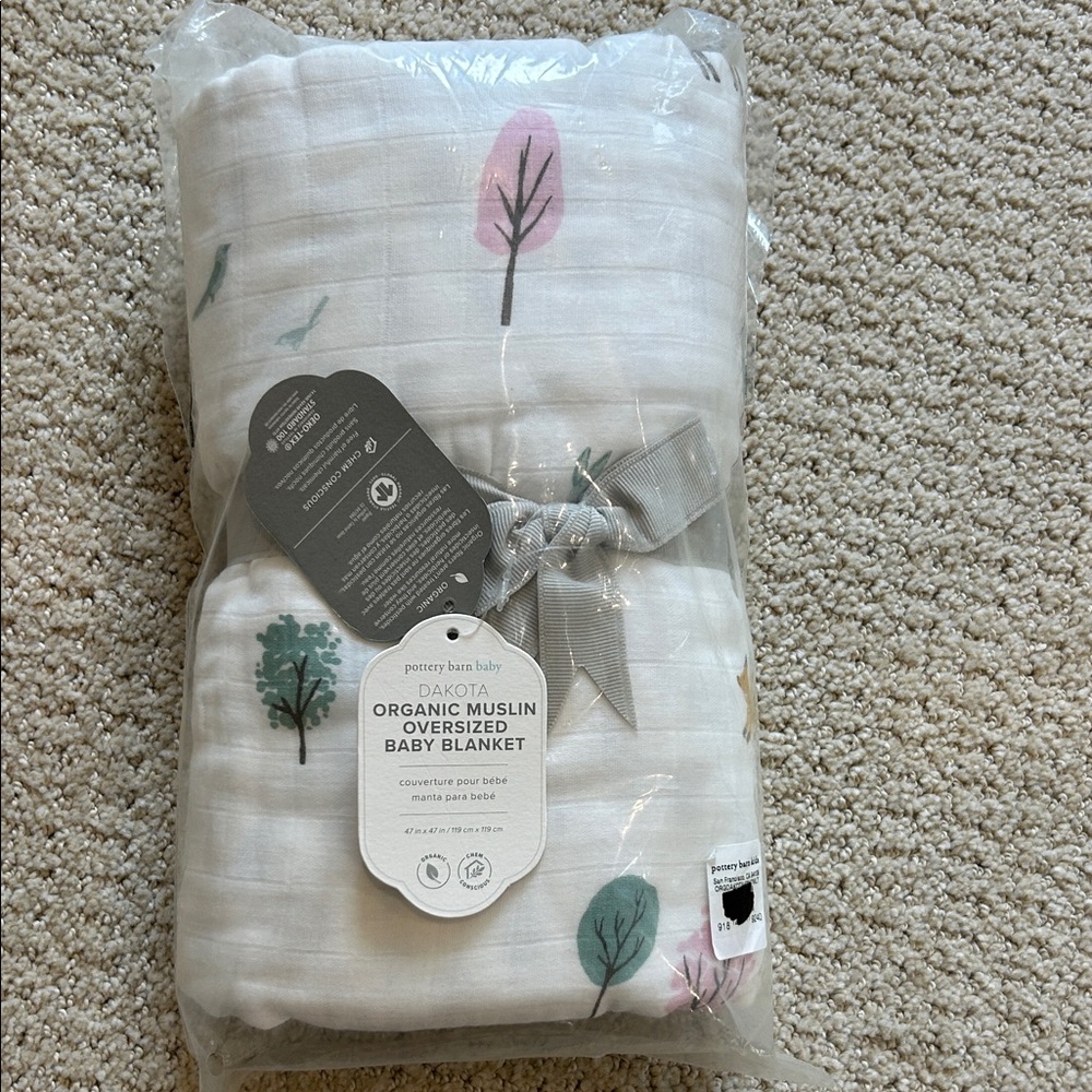 New!! Pottery Barn Organic Muslin Baby Blanket